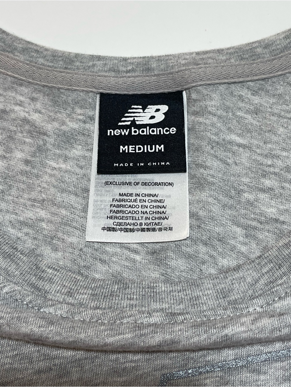 New Balance Light Heather Gray Cropped Logo Tee - Picture 3 of 8